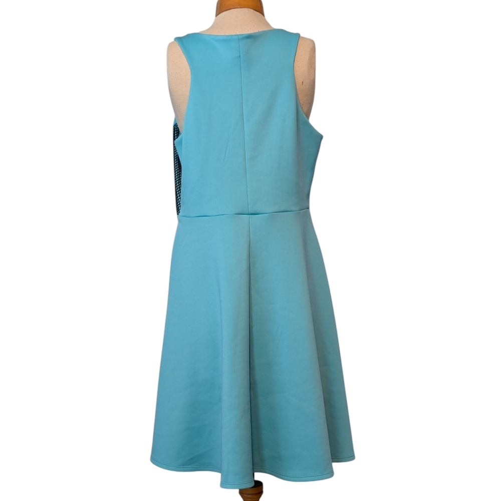 Consigned - Tiff Blue Sangria Shift Dress with Fishnet and Zipper Details - Picture 3 of 3